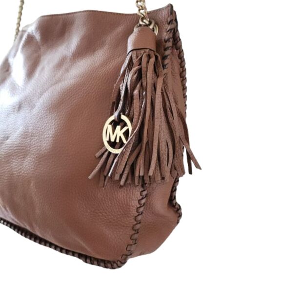 MICHAEL KORS Whipped Chelsea Leather Shoulder Bag Purse Handbag Acorn - Picture 8 of 10